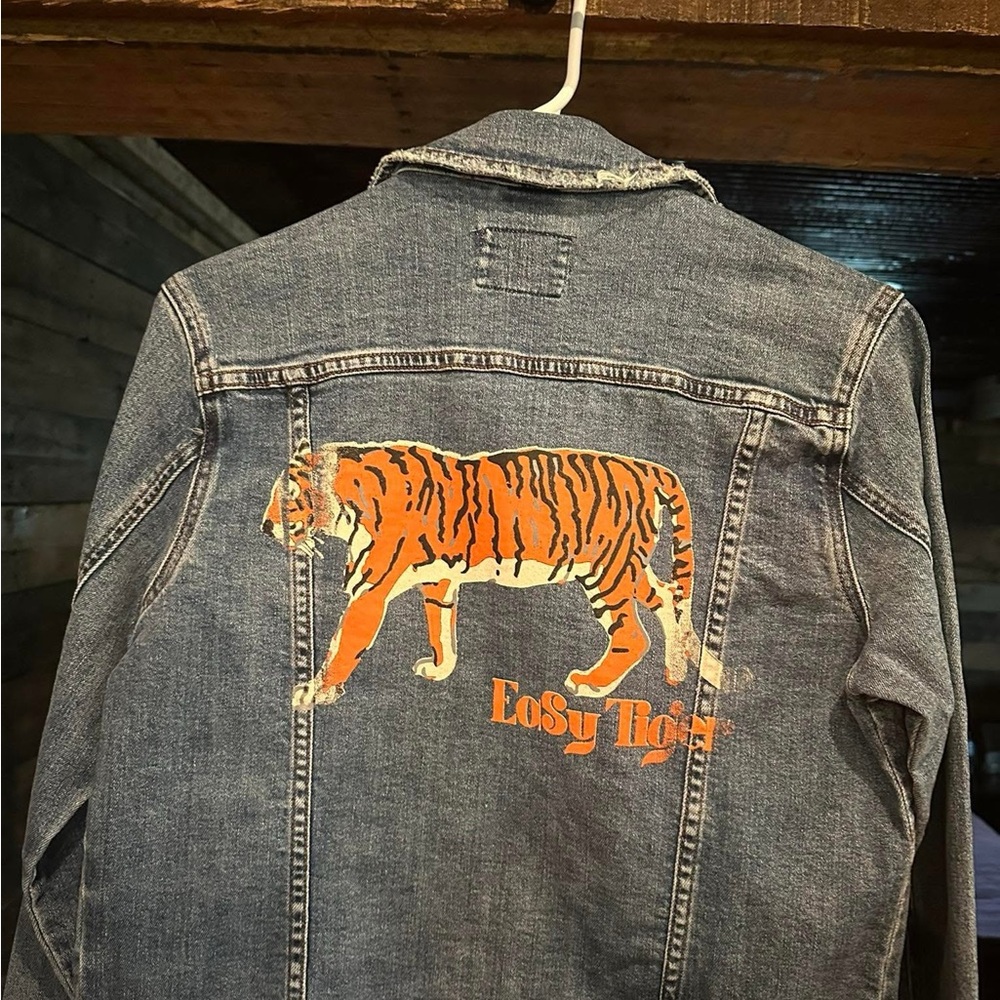 Judith March Blue Jean Jacket with Tiger Design